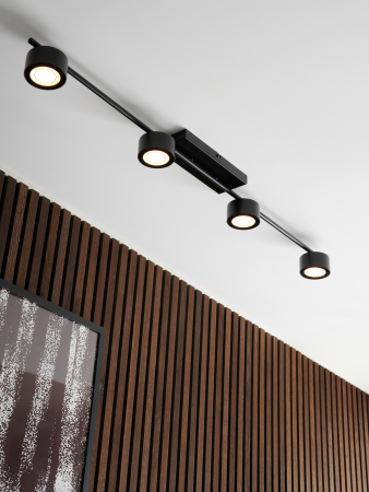 Nordlux Clyde klassische 4-Schienen Leuchte Schwarz dimmbar angenehmes Warmweißes Licht 2700K